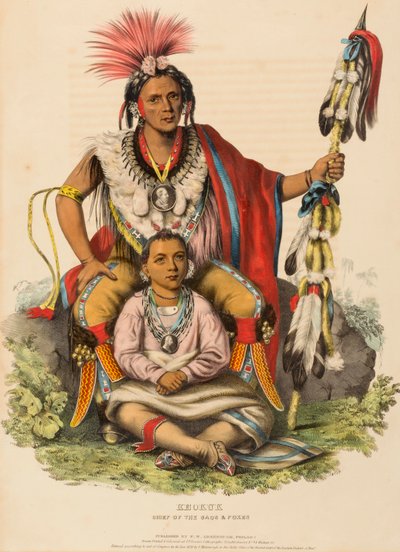 KEOKUK. CAPO DEI SACCHI E DEI FOX, da Storia delle tribù indiane del Nord America. da Charles Bird King
