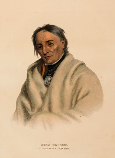 META-KOOSEGA. Un guerriero CHIPPEWAY, da "Storia delle tribù indiane del Nord America". da Charles Bird King