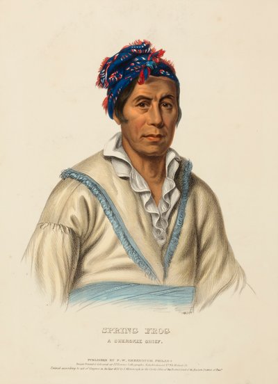 RANA DI PRIMAVERA. Un capo CHEROKEE, da Storia delle tribù indiane del Nord America da Charles Bird King