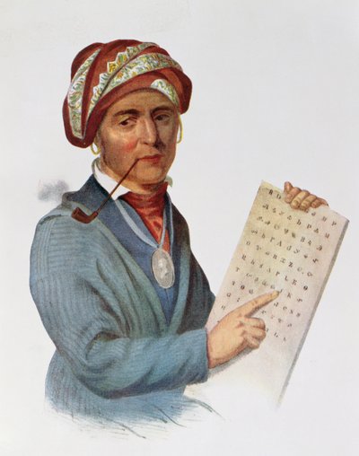 Se-quo-yah o George Guess, 1828, illustrazione da 