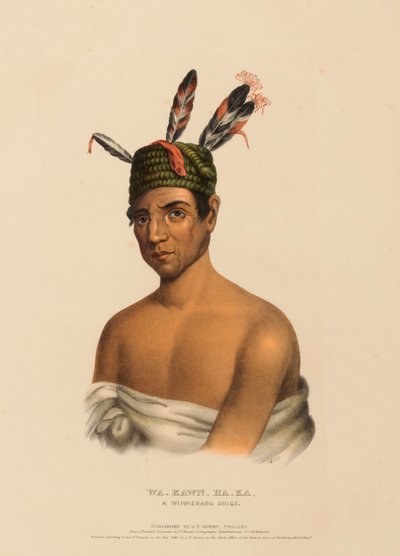 WA-KAWN-HA-KA, UN CAPO DEI WINNEBAGO, da Storia delle tribù indiane del Nord America da Charles Bird King