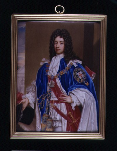 Ritratto in miniatura di John Manners, 2° Duca di Rutland (1676-1721) in abiti dell