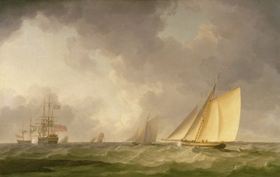 Cutter con vento fresco, con altre navi, c.1750 da Charles Brooking