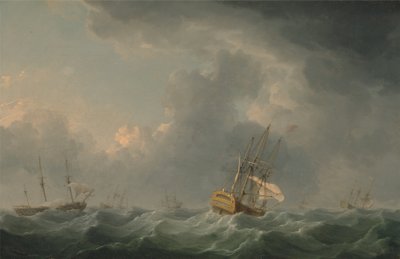 Navi inglesi in corsa davanti a una burrasca da Charles Brooking