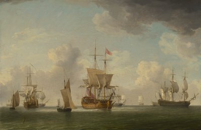 Navi inglesi a vela con una brezza molto leggera da Charles Brooking