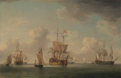 Navi inglesi a vela con una brezza molto leggera da Charles Brooking