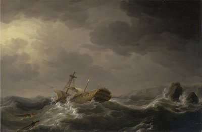Naufragio su una costa rocciosa da Charles Brooking
