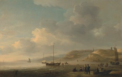 La Costa vicino a Scheveningen con Barche da Pesca sulla Riva da Charles Brooking