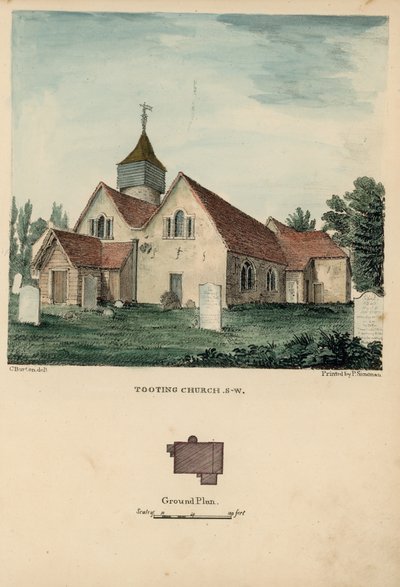 Vista sud-ovest della chiesa di Tooting da Charles Burton