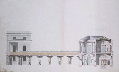 Sezione trasversale del Padiglione di Agata e Giardino Pensile a Tsarskoye Selo, c.1780 da Charles Cameron