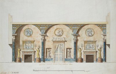 Progetto per la sala principale nel Padiglione di Agata a Tsarskoye Selo, primi anni 1780 da Charles Cameron