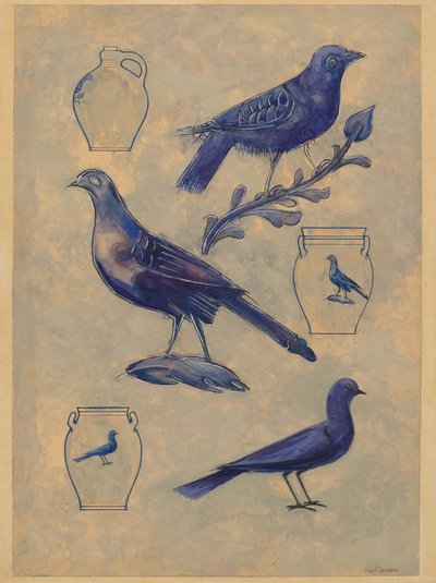 Decorazioni di uccelli per ceramica da Charles Caseau