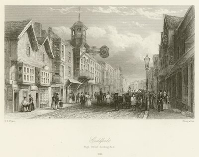 Guildford, High Street, guardando a est, 1840 da Charles Claude Pyne