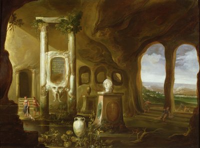 Un monumento ad Augusto, in una grotta con figure da Charles Cornelisz de Hooch