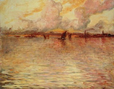 Marina con vista lontana di Venezia da Charles Cottet