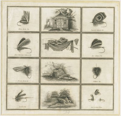 Dovedale - Mosche e ami di Charles Cotton: incisione su rame da Charles Cotton