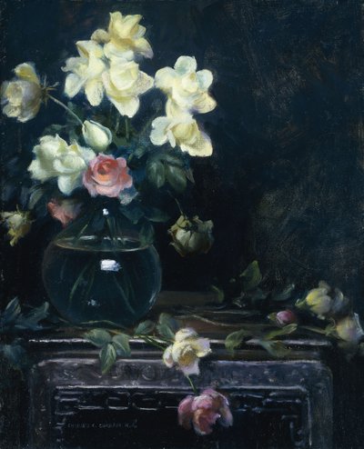 Rose in un vaso di vetro da Charles Courtney Curran