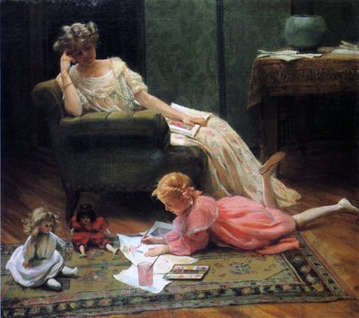 Guardando il bambino giocare, 1909 da Charles Courtney Curran