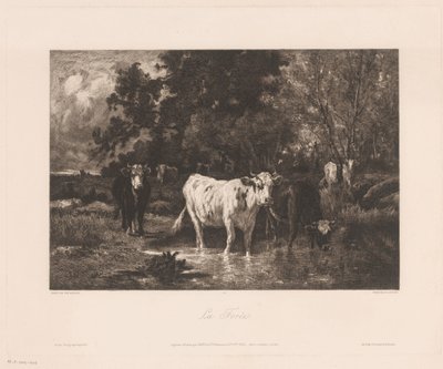 Paesaggio con mucche al margine di un bosco da Charles Courtry