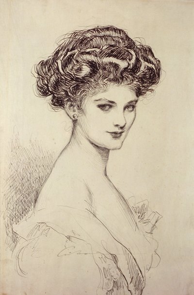 Studio di una testa (inchiostro su carta) da Charles Dana Gibson