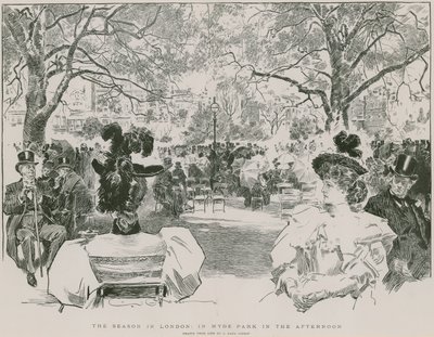 La stagione a Hyde Park, Londra, nel pomeriggio (incisione) da Charles Dana Gibson