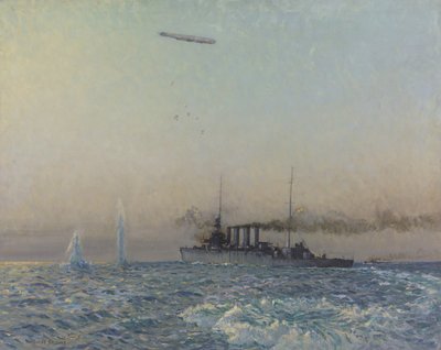 Il combattimento della HMAS Sydney con un dirigibile nel Mare del Nord, 1918 da Charles David Jones Bryant