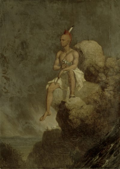 Guerriero indiano sul bordo di un precipizio, 1847 da Charles Deas