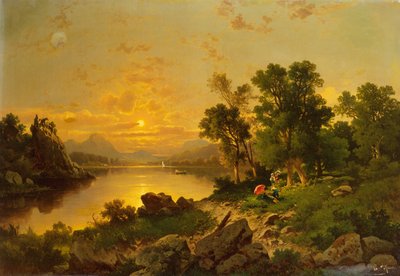 Un ampio paesaggio lacustre da Charles Delfauer