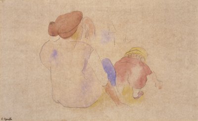 (Donna con bambino in abito rosso) da Charles Demuth