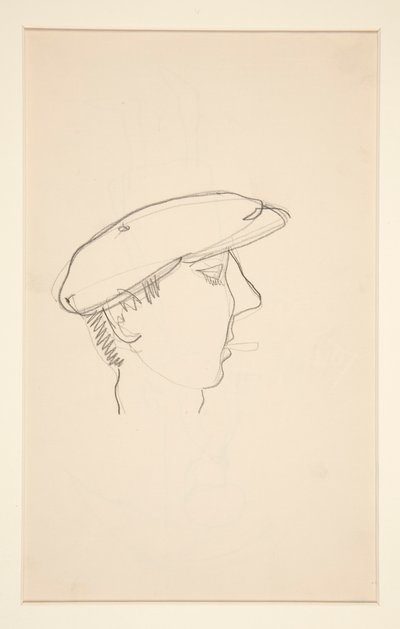 Testa di uomo che fuma (recto); Donna con ombrello (verso) da Charles Demuth
