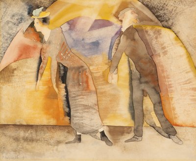 Nel vaudeville: donna e uomo sul palco da Charles Demuth