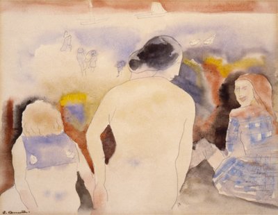 Donna con capelli neri e due bambini, inizio XX secolo da Charles Demuth