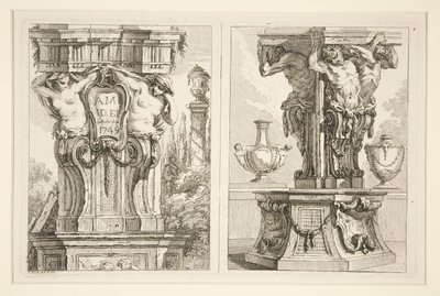 Due disegni per capitelli decorativi da Charles Dominique Joseph Eisen