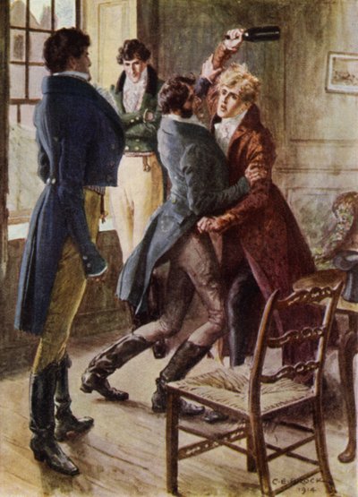 Illustrazione per Il Gentiluomo Dilettante di Jeffery Farnol da Charles Edmund (after) Brock
