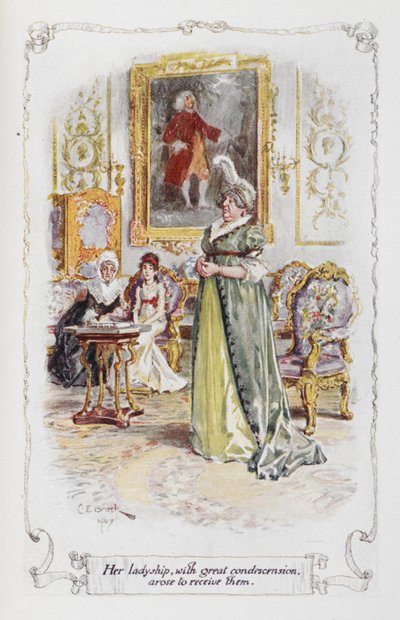 Sua signoria, con grande condiscendenza, si alzò per riceverli, illustrazione di 