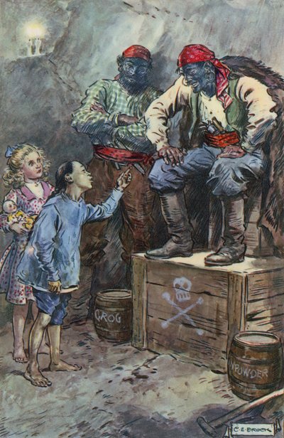 Illustrazione per Queen of the Pirate Isle di Bret Harte da Charles Edmund Brock