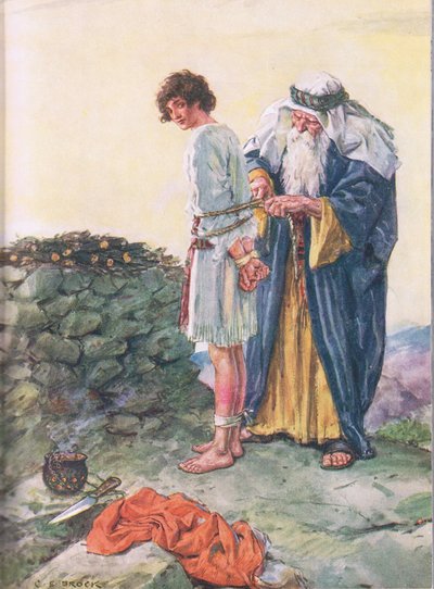 Isacco deve morire? illustrazione da Through the Bible, Virtue Publishing, 1928 da Charles Edmund Brock
