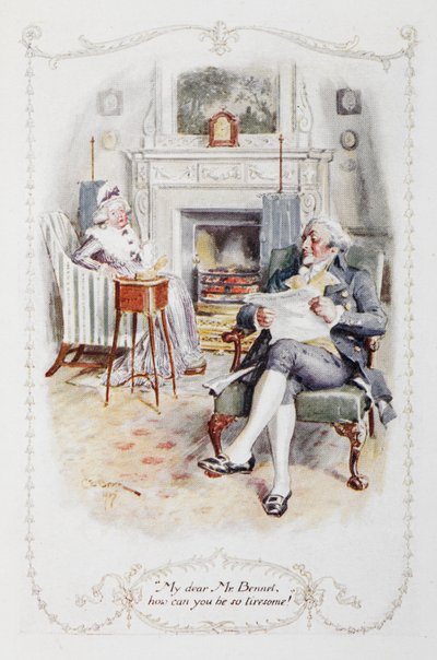 "Mio caro Mr Bennet, come puoi essere così noioso!", illustrazione di 