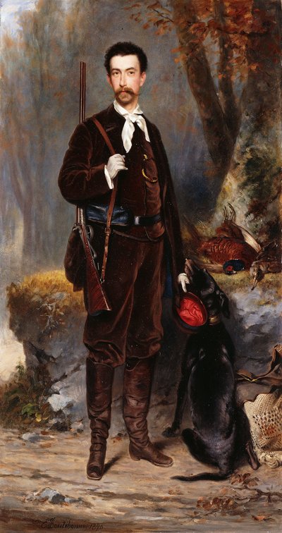 Un cacciatore con un cane, 1876 da Charles Edouard Boutibonne
