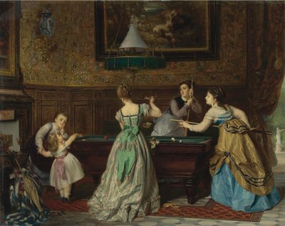 Donne che giocano a biliardo da Charles Edouard Boutibonne