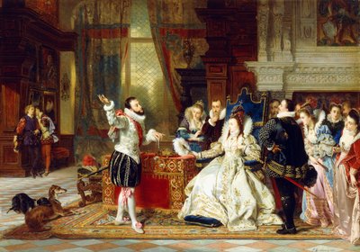 Sir Walter Raleigh e la regina Elisabetta, 1875 da Charles Edouard Boutibonne