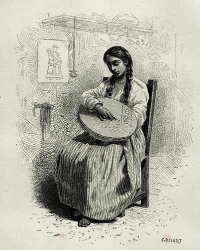 Il ricamatore, a Salento, regione di Quindio (Colombia), incisione di Ch.Delort, per illustrare la storia dell