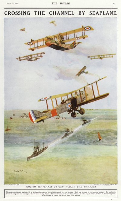 Idrovolanti britannici che attraversano la Manica da Charles Edward (after) Dixon