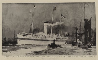 Aiuto americano per i feriti, la nave ospedale Maine al largo di Gravesend da Charles Edward Dixon