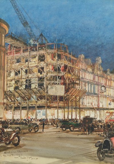 Costruzione del nuovo edificio per Bourne e Hollingsworth, Oxford Street, Londra da Charles Edward Dixon