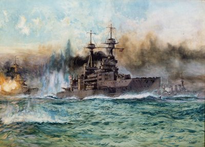 H.M.S Vanguard alla Battaglia dello Jutland, 1924 da Charles Edward Dixon