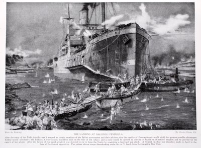 Lo sbarco nella penisola di Gallipoli, illustrazione da 