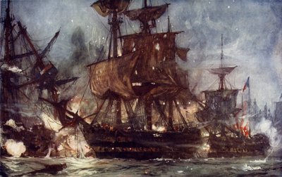 Il Majestic alla Battaglia del Nilo, 1798 da Charles Edward Dixon