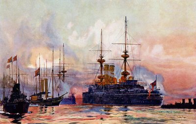 Il principe Giorgio a Spithead: il requiem navale della regina Vittoria da Charles Edward Dixon