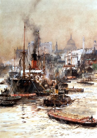 Il Tamigi sotto St Pauls da Charles Edward Dixon